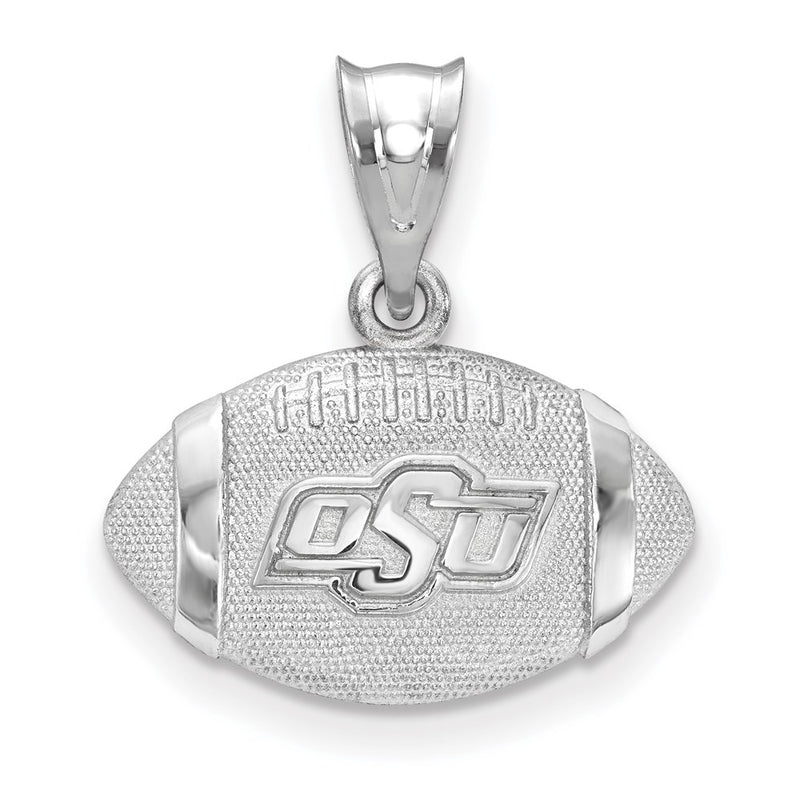 Sterling Silver Rhodium Plated Logoart Oklahoma State University O S U Football Pendant