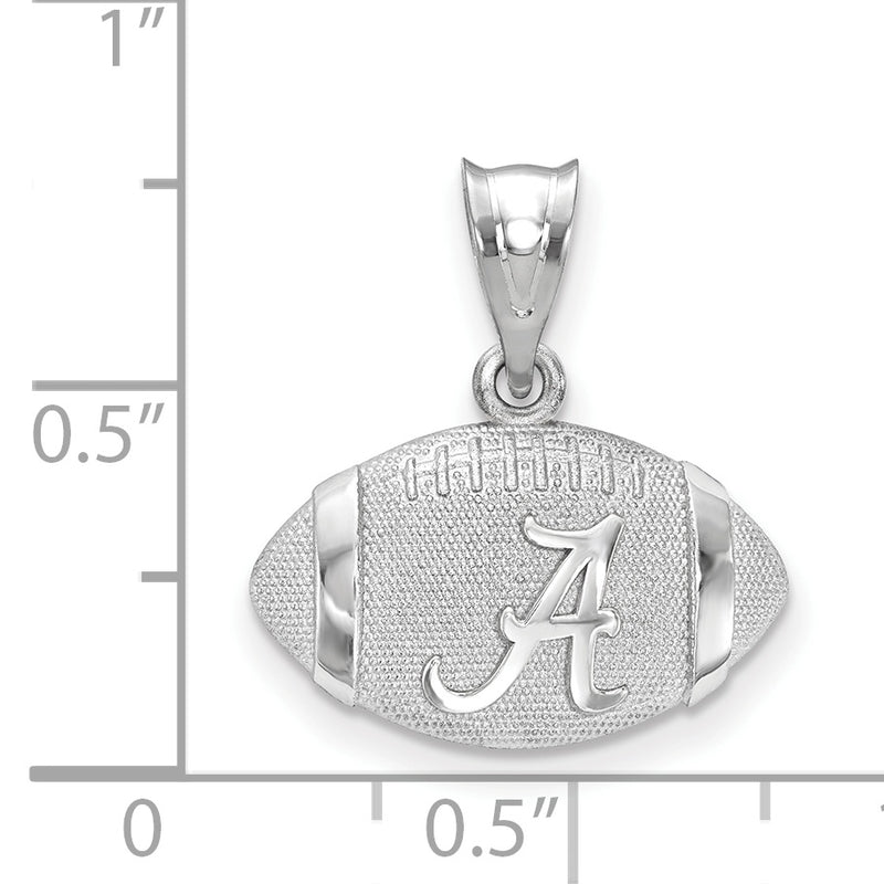 Sterling Silver Rhodium Plated Logoart University Of Alabama Domed Letter A In Football Pendant