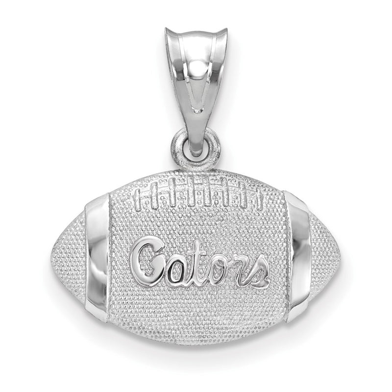 Sterling Silver Rhodium Plated Logoart University Of Florida Gators Script Football Pendant
