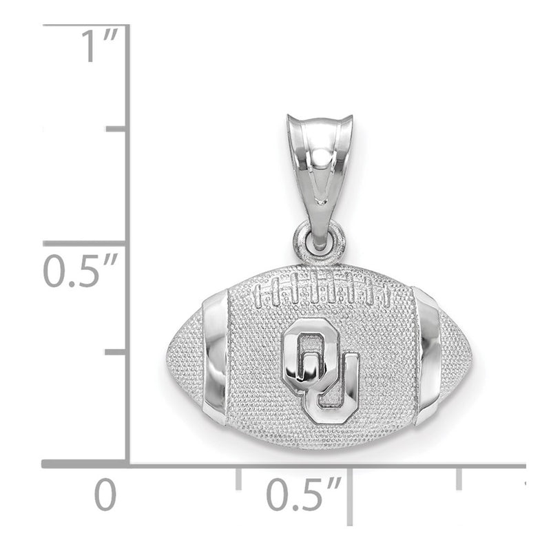 Sterling Silver Rhodium Plated Logoart University Of Oklahoma O U Football Pendant