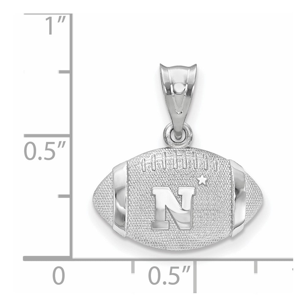 Sterling Silver Rhodium Plated Logoart United States Naval Academy Football Pendant