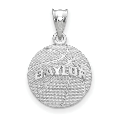 Sterling Silver Rhodium Plated Logoart Baylor University Basketball Pendant