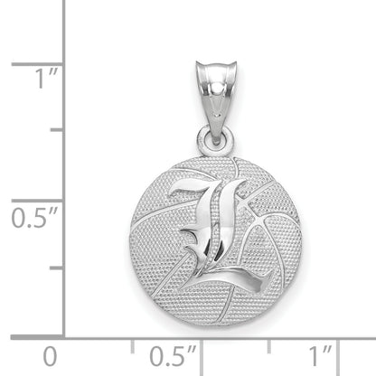 Sterling Silver Rhodium Plated Logoart University Of Louisville Letter L Basketball Pendant