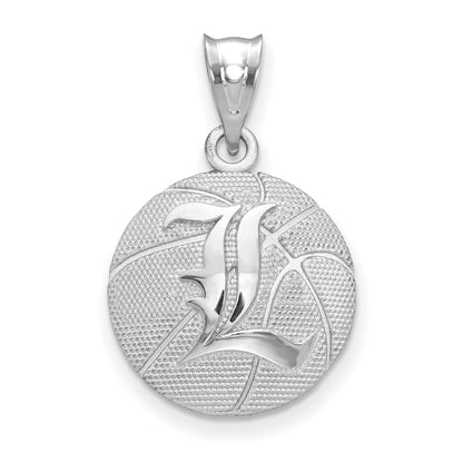Sterling Silver Rhodium Plated Logoart University Of Louisville Letter L Basketball Pendant