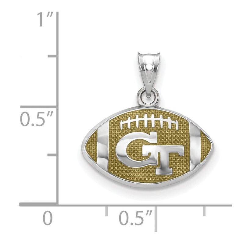 Sterling Silver Rhodium Plated Logoart Georgia Institute Of Technology G T Enameled Football Pendant