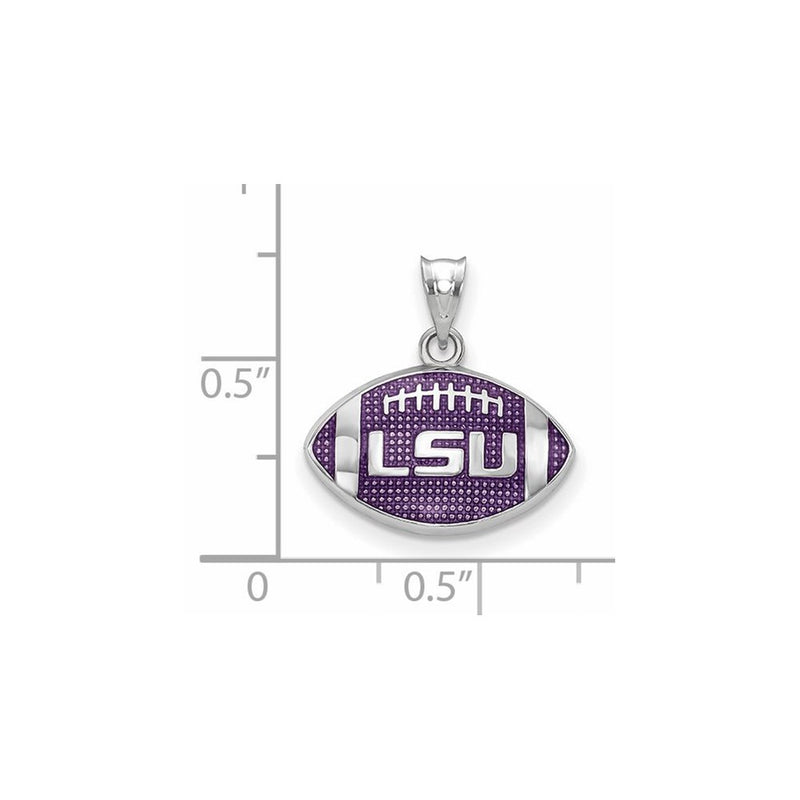 Sterling Silver Rhodium Plated Logoart Louisiana State University L S U Enameled Football Pendant