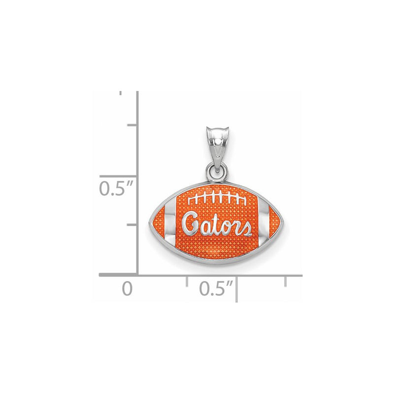 Sterling Silver Rhodium Plated Logoart University Of Florida Gators Script Enameled Football Pendant