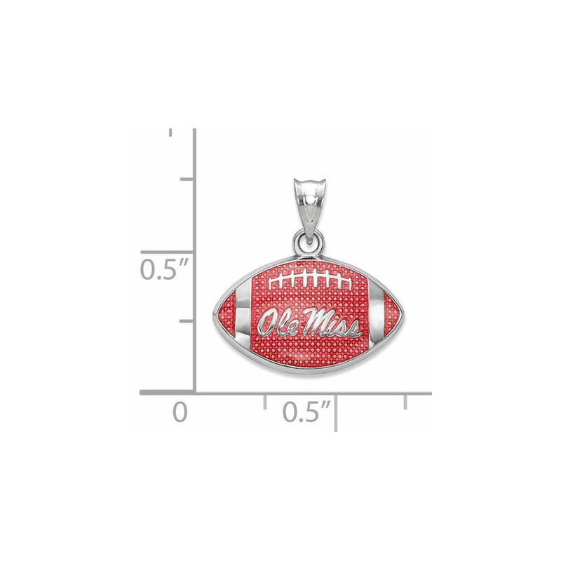 Sterling Silver Rhodium Plated Logoart University Of Mississippi Ole Miss Enameled Football Pendant