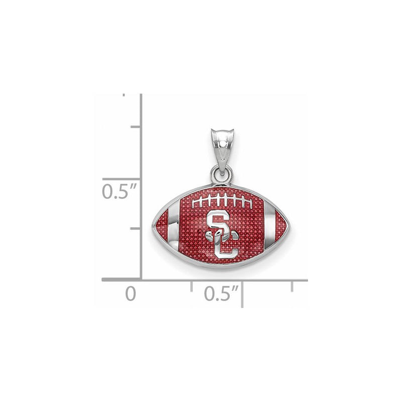 Sterling Silver Rhodium Plated University Of Southern California Enameled S C Football Pendant