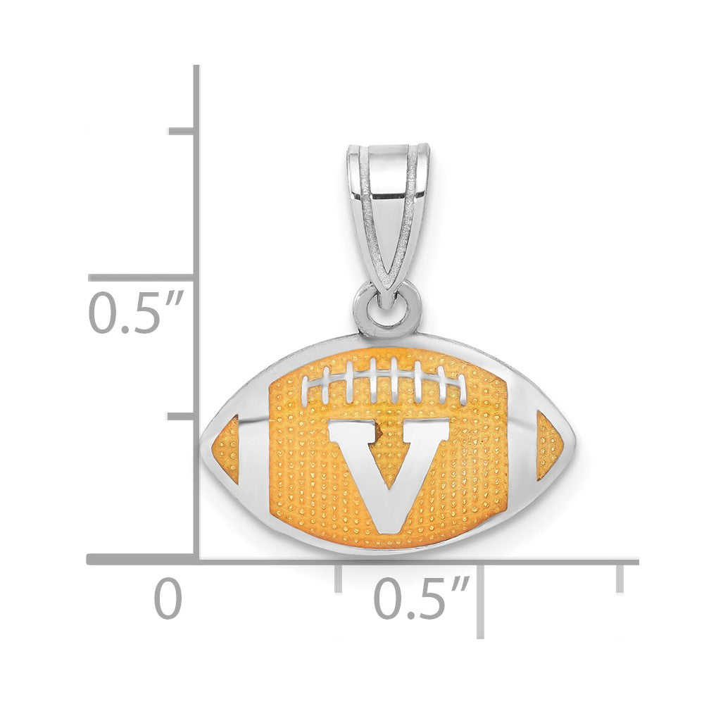 Sterling Silver Rhodium Plated Logoart University Of Virginia Enameled Football Pendant