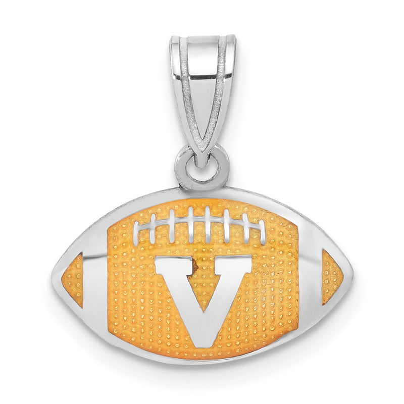 Sterling Silver Rhodium Plated Logoart University Of Virginia Enameled Football Pendant