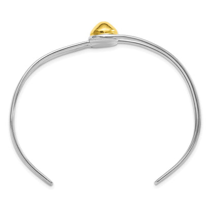 Sterling Silver & Brass Polished Bead Cuff Bracelet