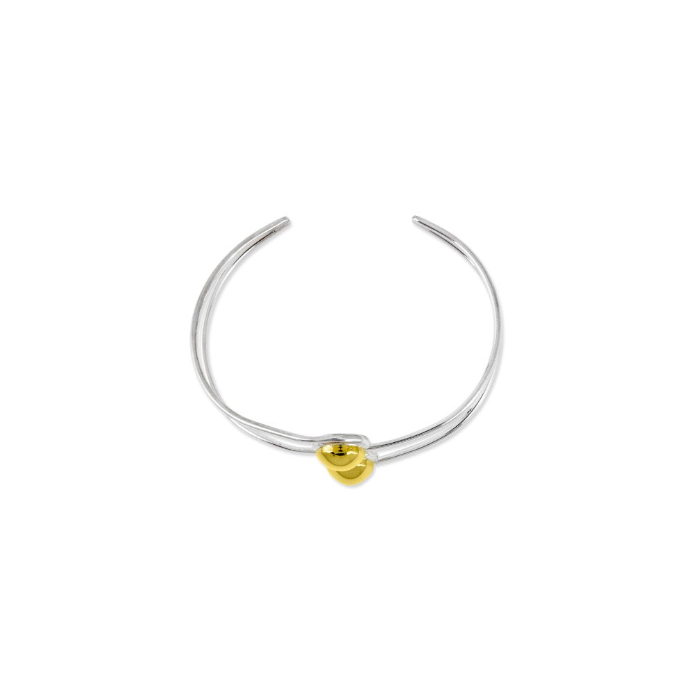 Sterling Silver & Brass Polished Bead Cuff Bracelet