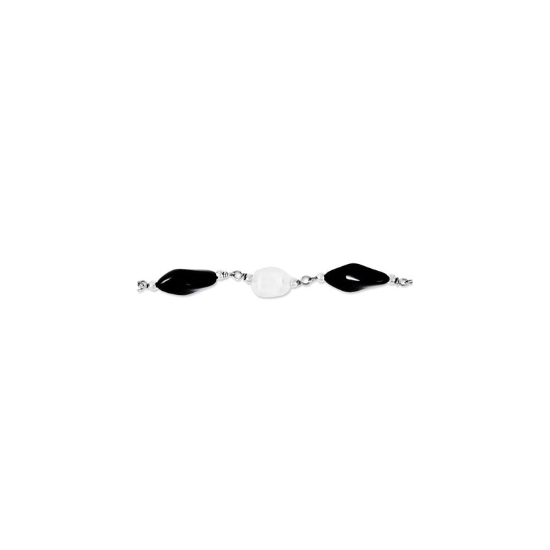 Sterling Silver 24' Polished Link Stones Necklace