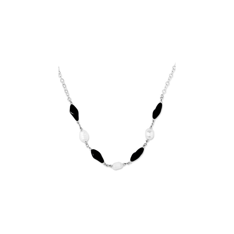 Sterling Silver 24' Polished Link Stones Necklace