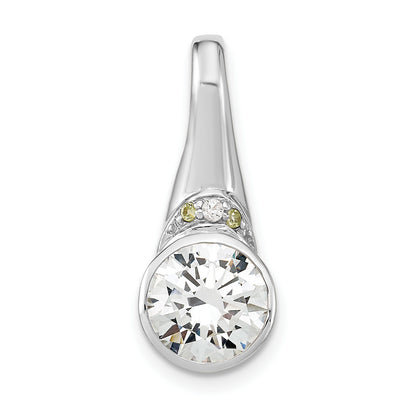 Sterling Silver Rhodium Plated Cz And Peridot Pendant