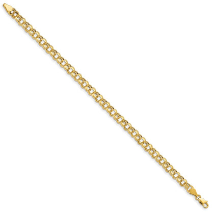 14K Yellow Gold 5mm Hollow Double Link 7.25 Inch Charm Bracelet