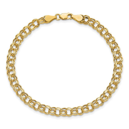 14K Yellow Gold 5mm Hollow Double Link 8.25 Inch Charm Bracelet
