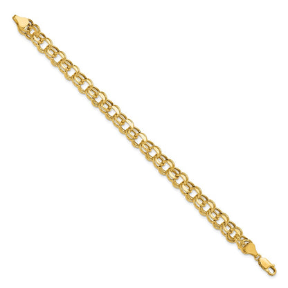 14K Yellow Gold 9mm Hollow Double Link 8.25 Inch Charm Bracelet