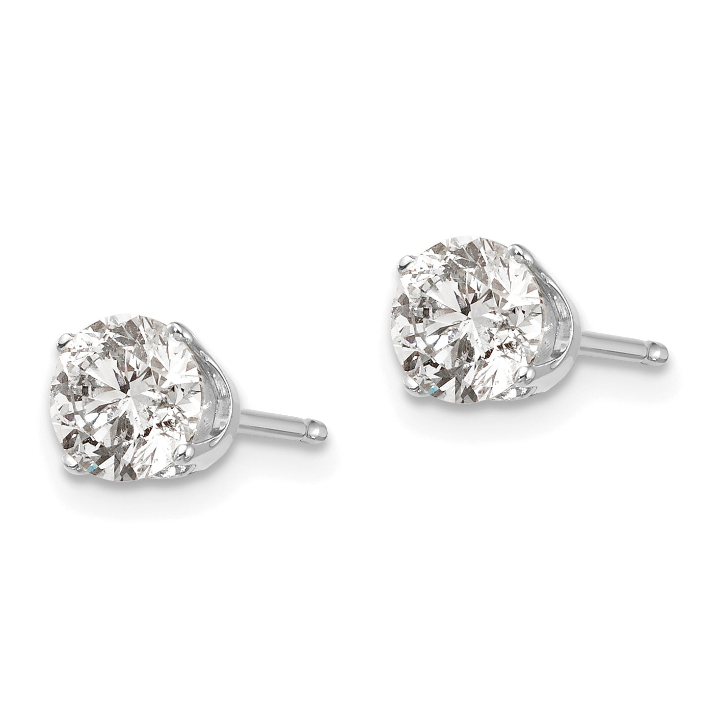 14K White Gold 14Kw 1.00Ct I1 J K Diamond Stud Push On Post Earrings