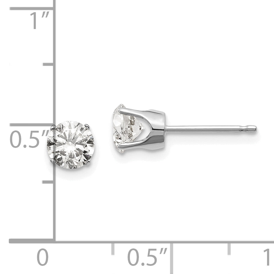 14K White Gold 14Kw 1.00Ct. I2 K L Diamond Stud Push On Post Earrings