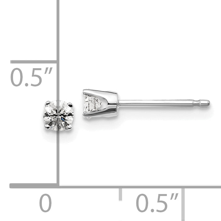 14K White Gold 14Kw .20Ct I2 K L Diamond Stud Push On Post Earrings
