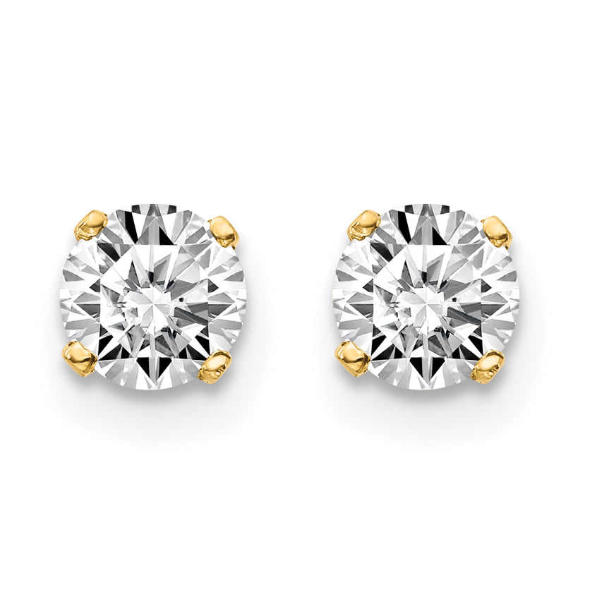 14K Yellow Gold 14Ky .70Ct. I2 K L Diamond Stud Push On Post Earrings