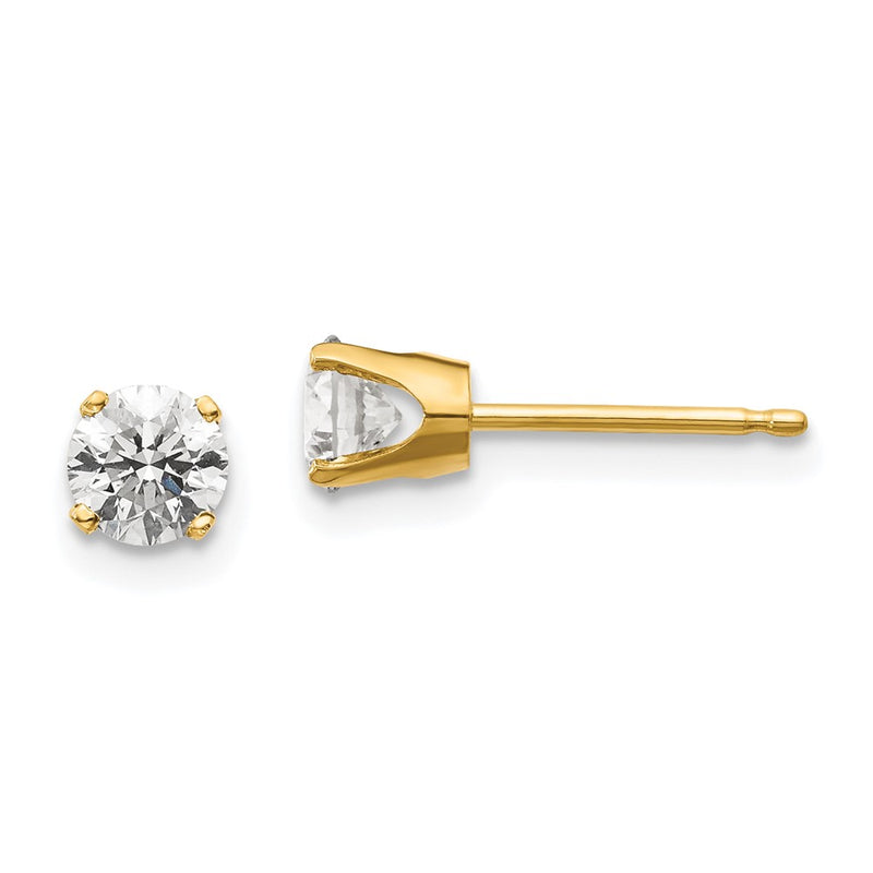 14K Yellow Gold 14Ky .70Ct. I2 K L Diamond Stud Push On Post Earrings
