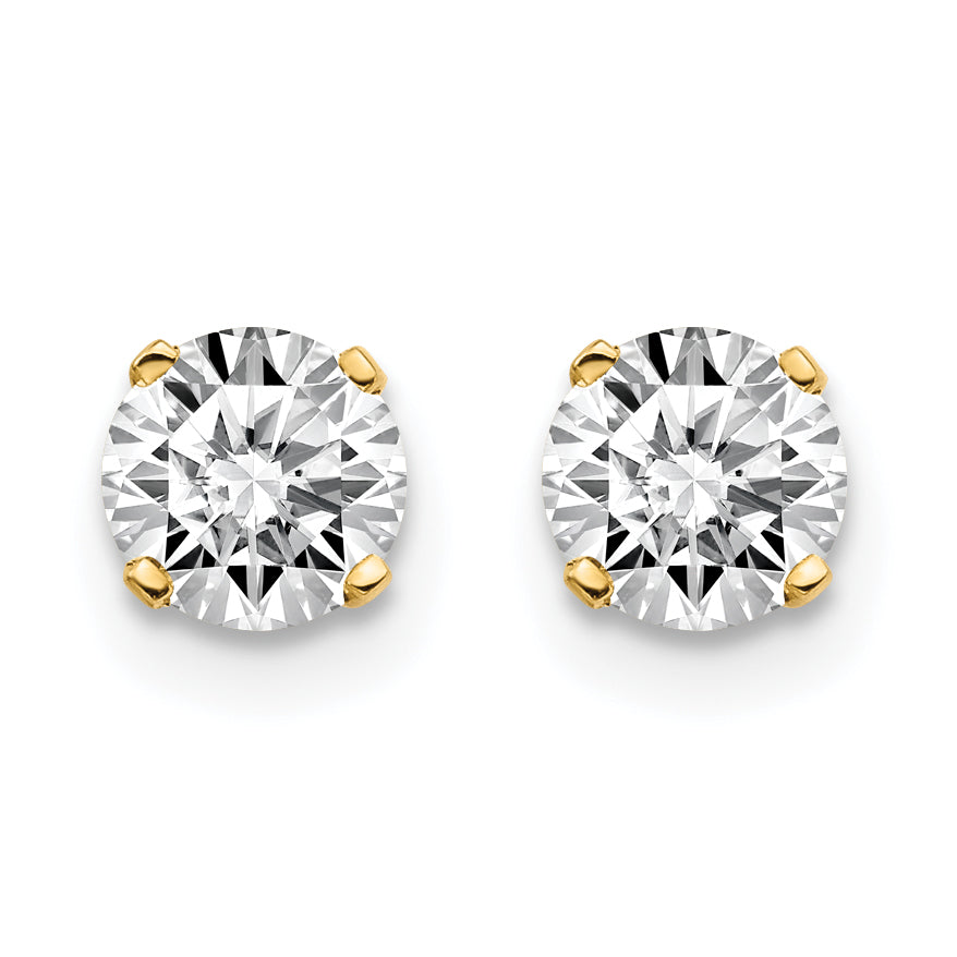 14K Yellow Gold 14Y .85Ct. I1 J K Diamond Stud Push On Post Earrings