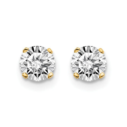 14K Yellow Gold 14Ky .85Ct. I2 K L Diamond Stud Push On Post Earrings