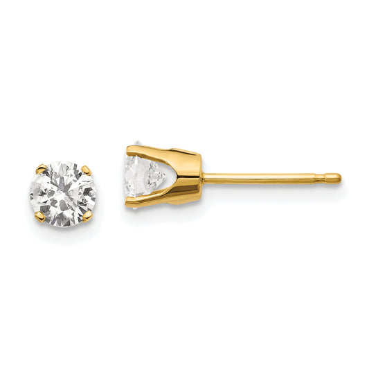 14K Yellow Gold 14Y .85Ct. I1 J K Diamond Stud Push On Post Earrings