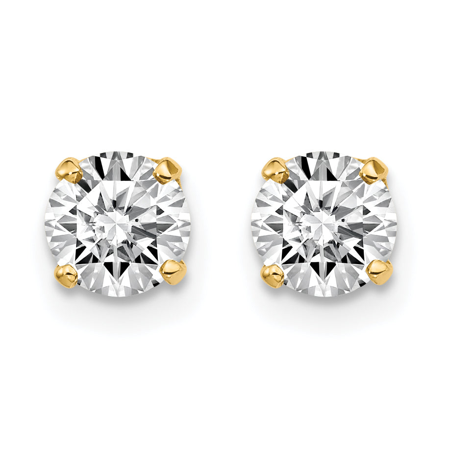 14K Yellow Gold 14Ky .95Ct. I2 K L Diamond Stud Push On Post Earrings
