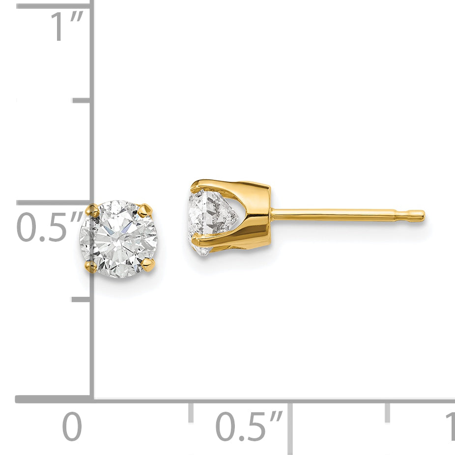 14K Yellow Gold 14Ky .95Ct. I2 K L Diamond Stud Push On Post Earrings