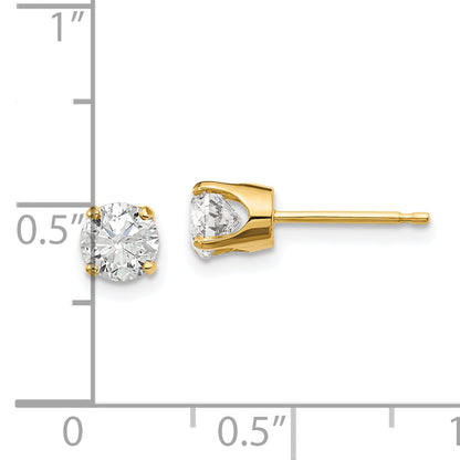 14K Yellow Gold 14Ky .95Ct. I2 K L Diamond Stud Push On Post Earrings