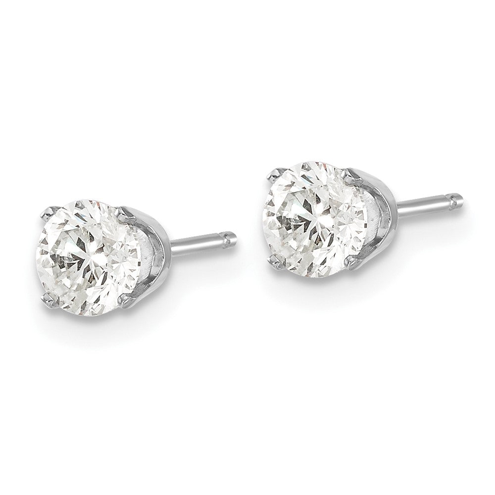 14K White Gold 14Kw .95Ct I1 J K Diamond Stud Push On Post Earrings
