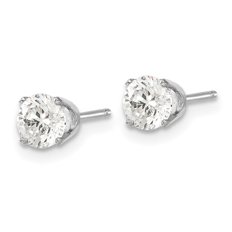 14K White Gold 14Kw .95Ct I1 J K Diamond Stud Push On Post Earrings