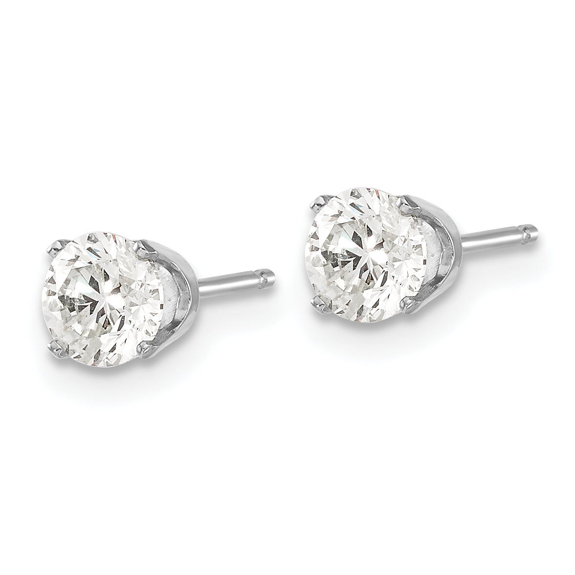 14K White Gold 14Kw .95Ct I1 J K Diamond Stud Push On Post Earrings