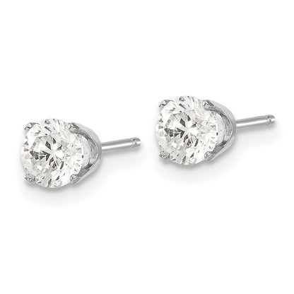 14K White Gold 14Kw .95Ct I1 J K Diamond Stud Push On Post Earrings