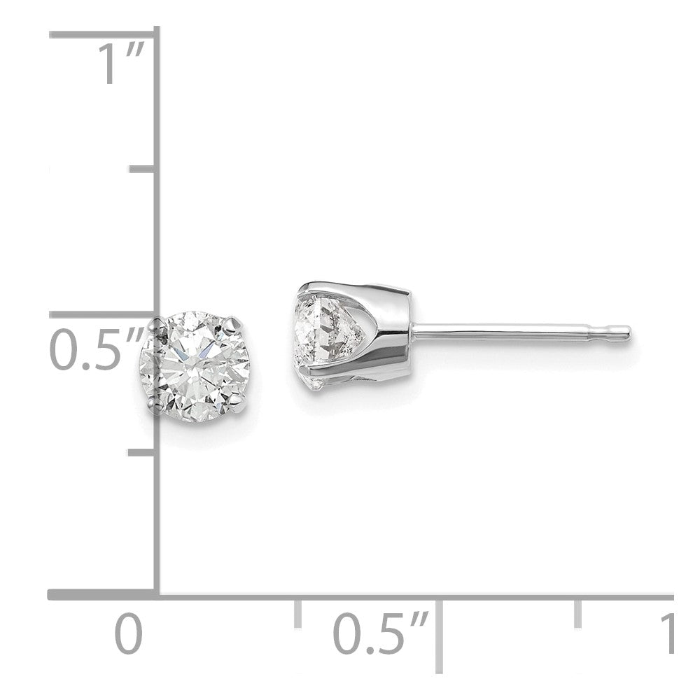14K White Gold 14Kw .95Ct I1 J K Diamond Stud Push On Post Earrings