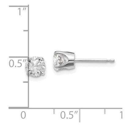 14K White Gold 14Kw .95Ct I1 J K Diamond Stud Push On Post Earrings