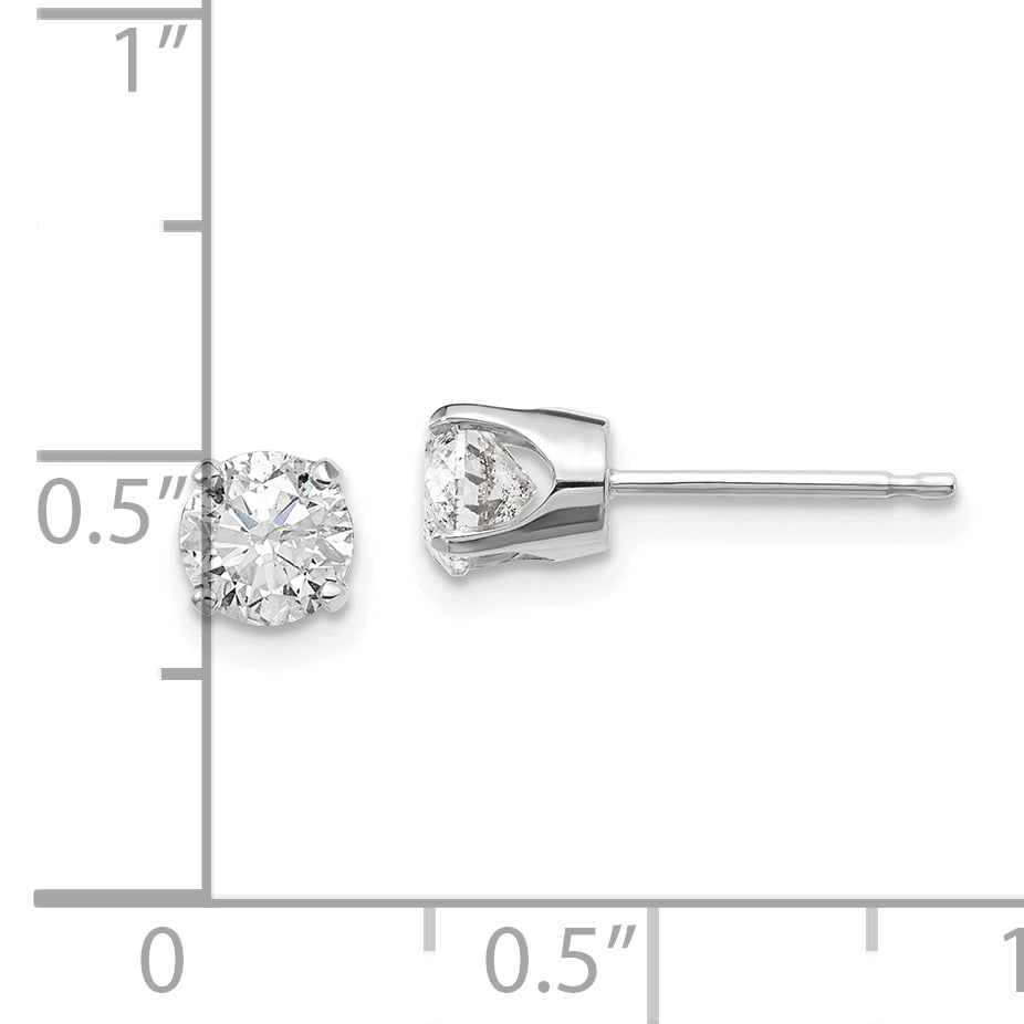 14K White Gold 14Kw .95Ct I1 J K Diamond Stud Push On Post Earrings