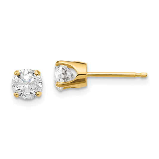 14K Yellow Gold 14Ky .95Ct. I2 K L Diamond Stud Push On Post Earrings