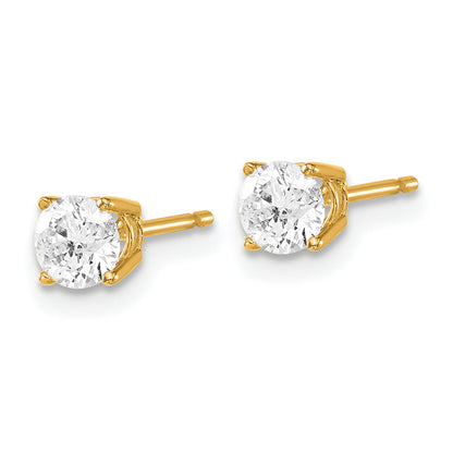 14K Yellow Gold 14Y .70Ct. I1 J K Diamond Stud Push On Post Earrings