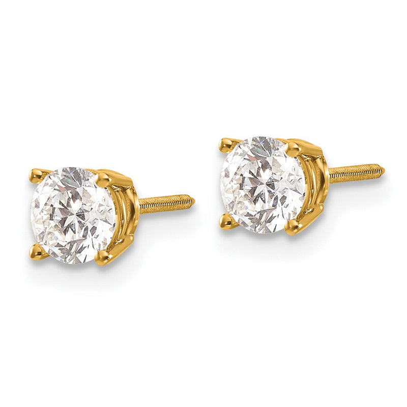 14K Yellow Gold 14Ky 1.00Ct. Si3 G I Diamond Stud Thread On/Off Post Earrings
