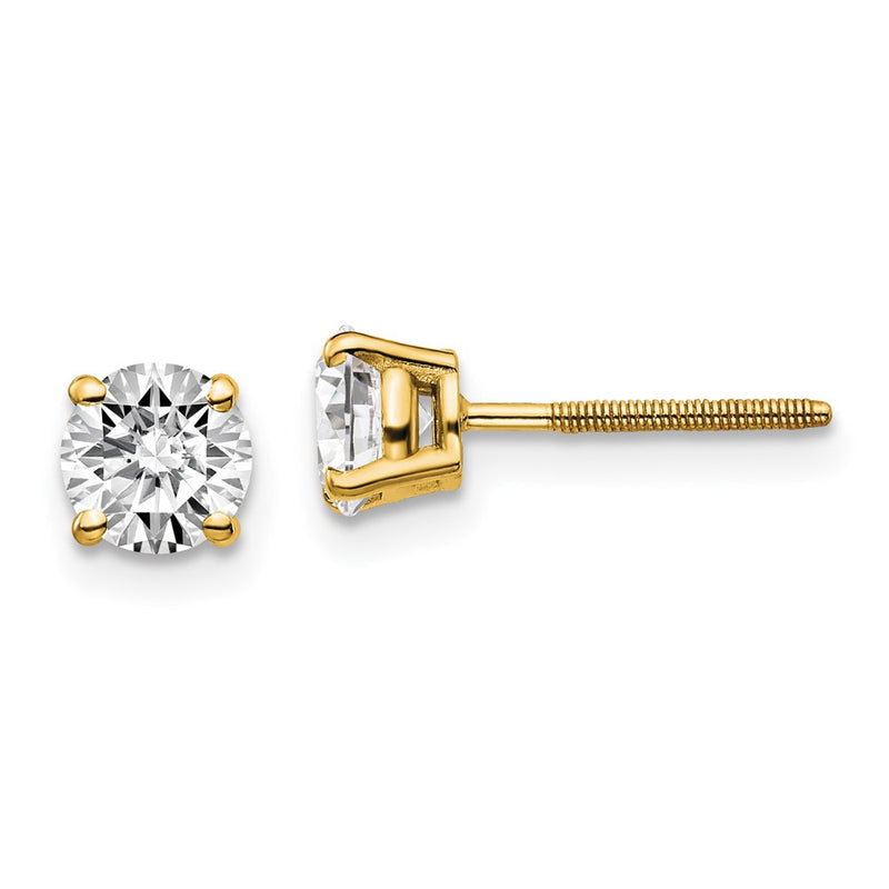 14K Yellow Gold 14Ky 1.00Ct. Si3 G I Diamond Stud Thread On/Off Post Earrings