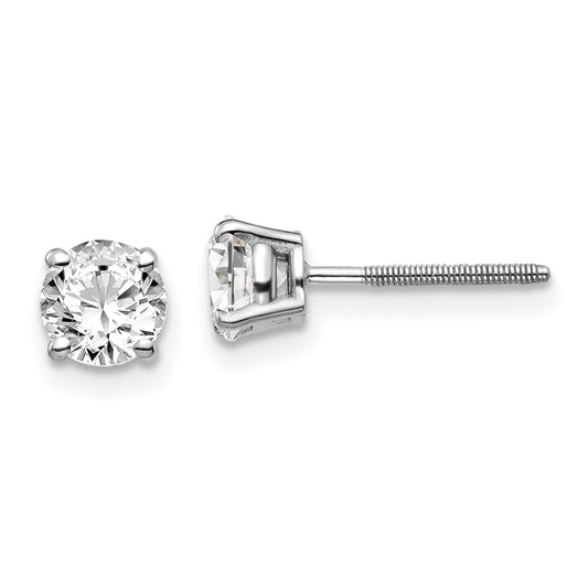 14K White Gold 14Kw 1.00Ct Si3 G I Diamond Stud Thread On/Off Post Earrings