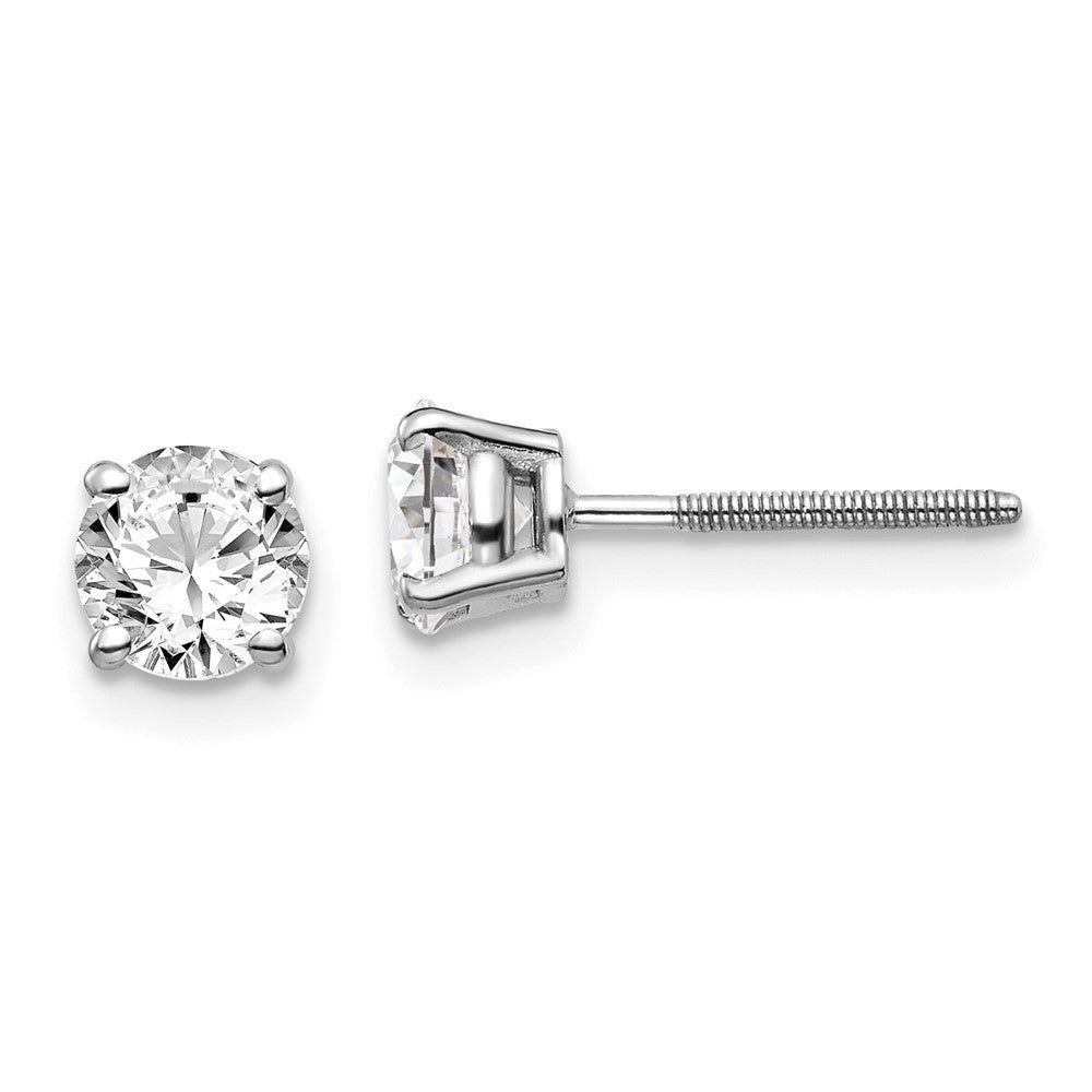 14K White Gold 14Kw 1.00Ct Si3 G I Diamond Stud Thread On/Off Post Earrings