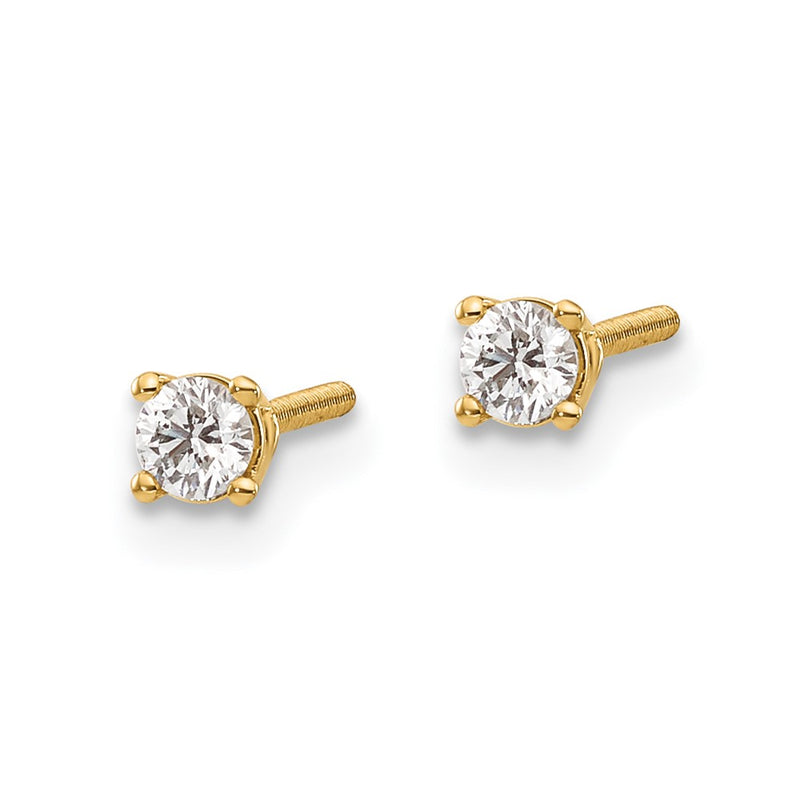 14ky .15ct. SI3 G I Diamond Stud Thread on/off Post Earrings