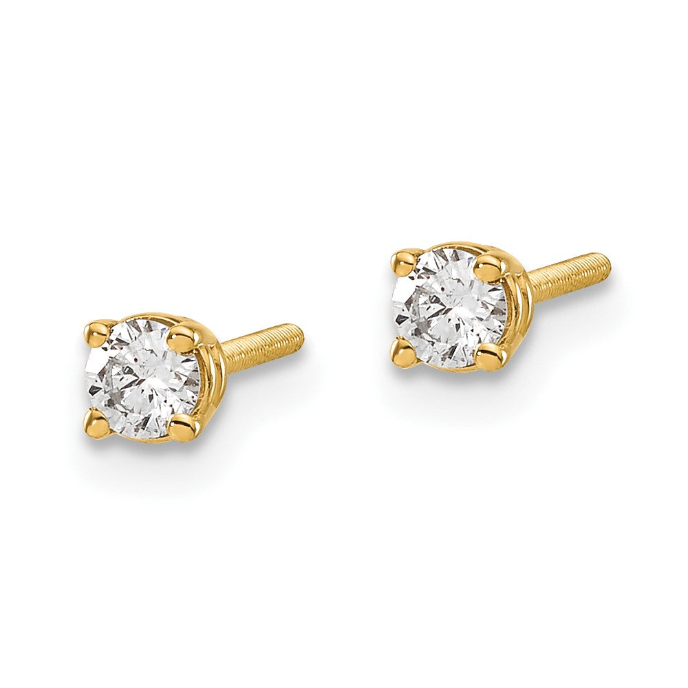 14ky .20ct. SI3 G I Diamond Stud Thread on/off Post Earrings