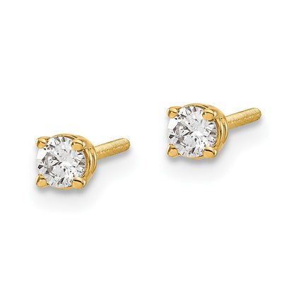 14ky .20ct. SI3 G I Diamond Stud Thread on/off Post Earrings